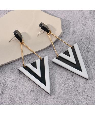 Feyley Triangular Seam Earrings | Minimalist Acrylic Geometric Dangling Jewelry for Women & Girls - White - Buy Online on GoSupps.com