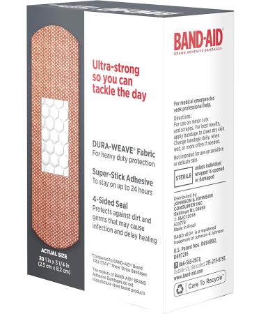 Band-Aid Tough-Strips Bandages - Durable One Size Adhesive 20 Count for Optimal Wound Care - Buy Online on GoSupps.com