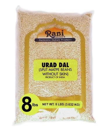 Rani Urid/Urad Dal (Split Matpe Beans Skinless) Indian Lentils 128oz (8lbs) 3.63kg Bulk  All Natural | Gluten Friendly | NON-GMO | Vegan | Indian Origin Urad Dal 8 Pound (Pack of 1)