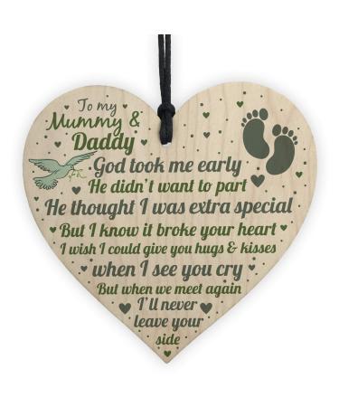 RED OCEAN Baby Memorial Gifts Card Wooden Heart Lost Baby Memorial Daughter Son Plaque Keepsake