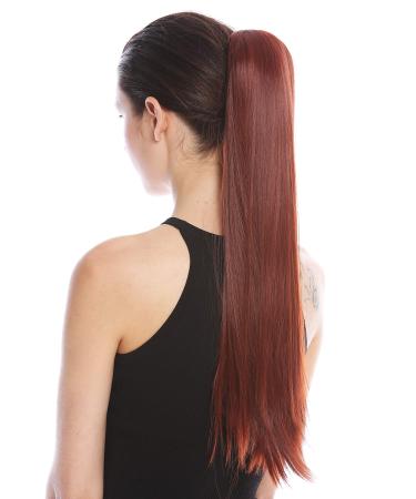 WIG ME UP - YZF-1094S-35 hairpiece braid ponytail comb and ribbon 63 cm long straight red-brown gold-red-brown (35)
