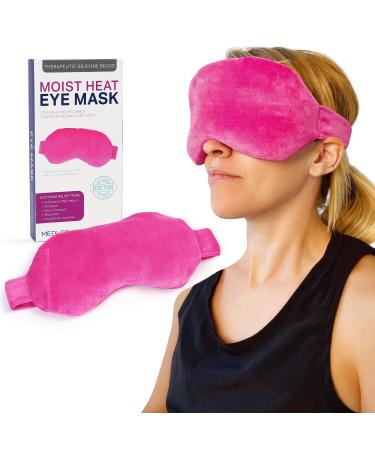 MEDLOT Eye Mask for Dry Eyes Eye Compress Moist Heat Therapy Hot Cold Pad for Styes Puffy Eyes Microwavable Weighted Silicone Beads Eye Pillow with Adjustable Strap
