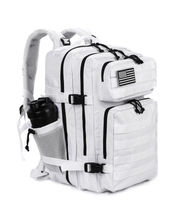 LHI Military Tactical Backpack for Men and Women 45L Army 3 Days Assault Pack Bag Large Rucksack with Molle System White