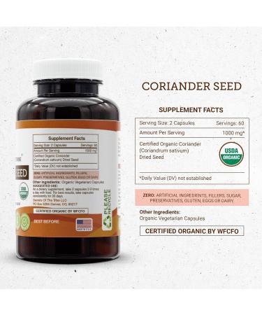 Secrets of the Tribe Coriander Seed 120 Capsules 1000 mg USDA Organic Coriander Seed Dried Seed (120 Capsules) 120 Count (Pack of 1) - Buy Online on GoSupps.com
