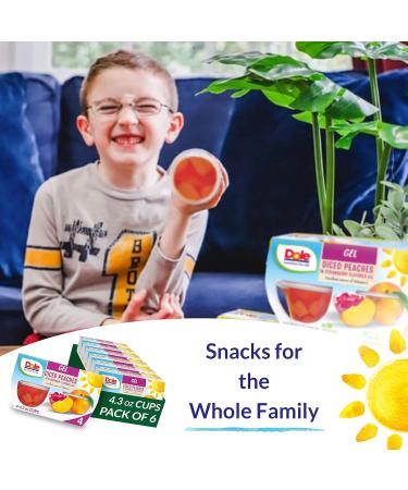 Dole Fruit Bowls Diced Peaches in Strawberry Gel - Gluten Free Healthy Snack - 4.3 oz Cups (Pack of 24) - Buy Online on GoSupps.com