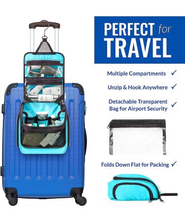 Premium Travel Hanging Toiletry Bag for Men and Women with Expandable Compartments for Cosmetics  Makeup Brushes  Jewelry  Shaving Tools  Detachable TSA Friendly Clear Pouch Tiffany Blue - Buy Online on GoSupps.com