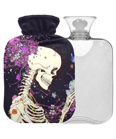 Naanle skull hot water bottle with reference transparent hot water bottle 1L heat bottle for bed handfeers Warmer pain relief warmth and cold therapy winter