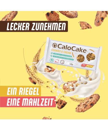 High-Caloric Vegan Weight Gain Bar | 592 Calories Protein-Rich Meal | Calocake Cookies & Cream - Calovital 24er Box - Buy Online on GoSupps.com