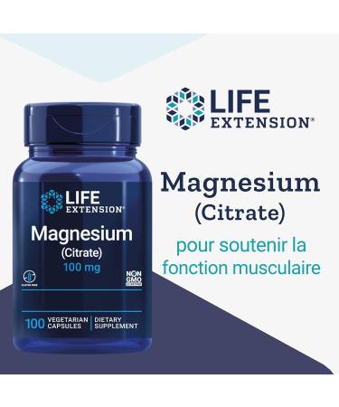 Life Extension Magnesium Citrate 100mg 100 Vegan Gluten Free Vegetarian Soy-Free Non-GMO - Buy Online on GoSupps.com