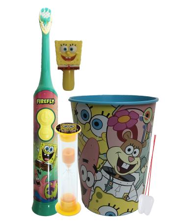 Spongebob Squarepants Oral Care Sets. Includes Matching 2 Minute Timer and Rinse Cup. (3 Piece Rotary)