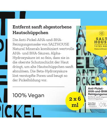 SALTHOUSE Natural Minerals Salthouse Natural Minerals AHA Pimple Cleansing Mask and Bra - Gently removes dead skin cells - for a radiant and smooth complexion 2 x 5ml - Buy Online on GoSupps.com