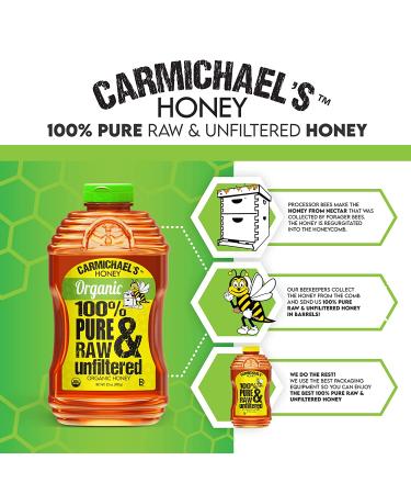 Carmichaels Organic Honey - USDA Certified Raw & Unfiltered Sweetener (32 oz) - Buy Online on GoSupps.com