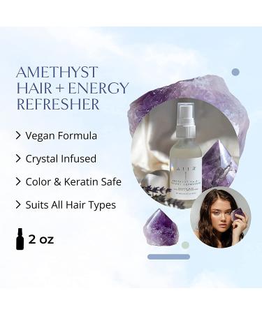 AIIR Amethyst Hair + Energy Refresher - Crystal Infused Mist for Positive Energy & Hair Cleansing with Rose Water - 2 Fl Oz - Buy Online on GoSupps.com