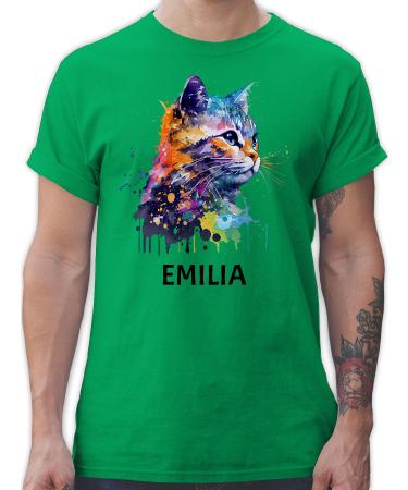 Gift with name personalized by Shirtracer - T-Shirt Men - Cat Cat Citten Cats Cat Lover 07 Green XXL