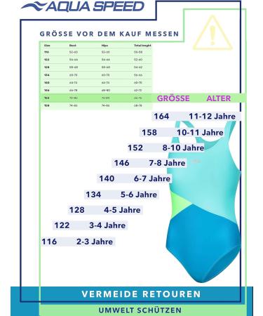 Aqua Speed Girls' UV Protection Bathing Suit | Chlorine Resistant One-Piece 104-158 | Opaque & Anti-Pilling | Blue-Turquoise-Light Green 28 - Buy Online on GoSupps.com