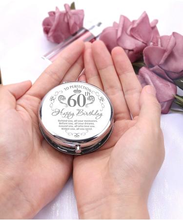 60th Birthday Silver Mirror and Makeup Bag Set for Women | Ideal 60th Years Birthday Gift Ideas - Buy Online on GoSupps.com