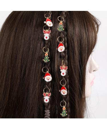 Miaija Christmas Hair Braid Rings Pendants Xmas Hair Braid Ring Xmas Shape DIY Hair Braiding Jewelry for Gift Women Girl Long Hair Accessories (30) - Buy Online on GoSupps.com