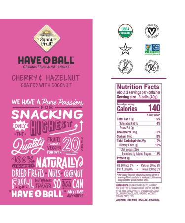 Sunny Fruit Have A Ball Organic Cherry & Hazelnut Snacks - 4.44 oz (126 g) - Buy Online on GoSupps.com