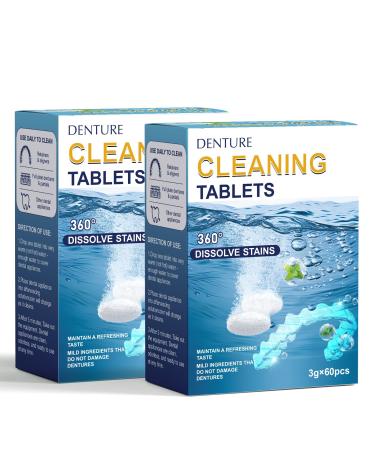 Retainer Cleaner Tablets for Invisalign Mouth Guard Cleaner Dissolve Stains Odors and Plaque Dental Retainers for Aligner - Night Guards - False Teeth Whitening (120 pcs) 1 Count (Pack of 120)
