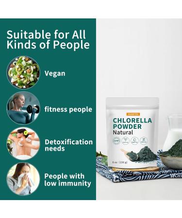 Chlorella Powder Natural- Chlorophyll Powder Supports Immune System & Liver Function Keep Youth Vegan Rich in Vegan Protein and Vitamins 8 oz. 8 Ounce (Pack of 1) - Buy Online on GoSupps.com