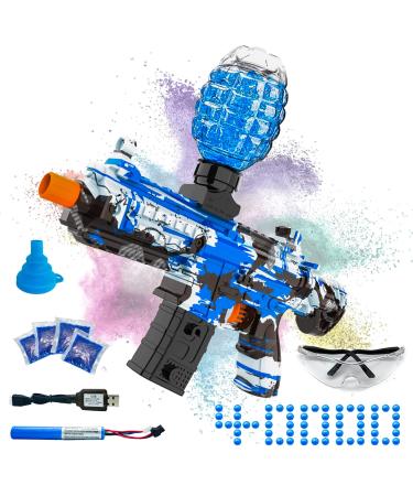 Electric Gel Ball Blaster, High Speed Automatic Splatter Ball Blaster with 40000+ Water Beads and Goggles, JIFTOK Rechargeable Splatter Ball Toys for Outdoor Activities Game Party Favors-Blue Blue-m4