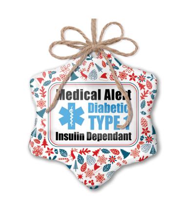NEONBLOND Christmas Ornament Medical Alert Blue Diabetic Insulin Dependant Type 1 Red White Blue Xmas