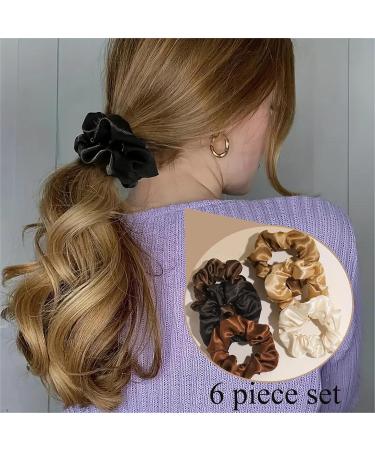 6 Pieces Silk Scrunchies Hair Scrunchies for Women Solid Color Elastic Satin Scrunchies Soft and Silky Silk Hair Ties Hair Accessories for Girls Women and Ladies - Buy Online on GoSupps.com