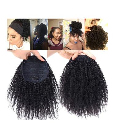 Hair Chignon 8-30 Inch Afro Shaggy Drawstring Ponytail Hair Extensions Curly Clip-on Brazilian Real Hair for Black Women Ponytail Messy Bun Hair Piece (Size : 24 inch)