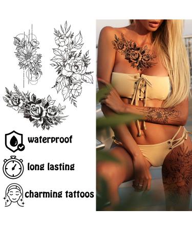 Cerlaza Temporary Flower Tattoos for Women - Semi-Permanent Fake Tatuajes, Long-Lasting & Waterproof Stickers for Half Arm Sleeves and Leg Makeup - Buy Online on GoSupps.com