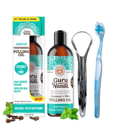 GuruNanda Oil Pulling (Mickey Ds) with Coconut Oil, 7 Essential Oils, and Vitamins D, E, K2- Alcohol Free Mouthwash- Supports Bone & Gum Health, Freshens Breath and Helps Whiten Teeth- 1pk (8 Fl. Oz) 1 Pack