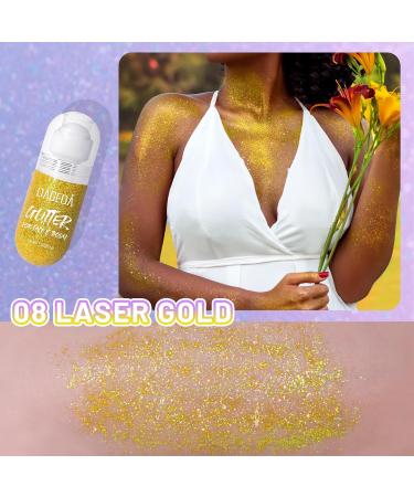 Pheral Roll-On Body Glitter Gel | Mermaid Makeup & Festival Rave Accessories | Holographic Hair Glitter & Face Paint | Sparkle Body Shimmer for Halloween & Rave Parties (08 Laser Gold) - Buy Online on GoSupps.com