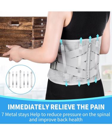 Back Brace for Lower Back Pain - Lumbar Support for Herniated Disc & Sciatica Relief - Unisex Grey M - Buy Online on GoSupps.com