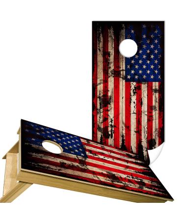 NPVU American Flag Cornhole Decals,Cornhole Board Wraps,Wraps for Boards (Set of 2), Cornhole Skins for Boards,(24''x48'')
