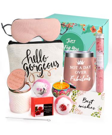 Best Friend Birthday Gifts for Women-Unique Care Package Relaxing Spa Gifts for Women BFF Birthday Gifts for Female Friendship Gift Basket with Self Care Gifts for Her Sister Bestie Mom Wife Rosegold