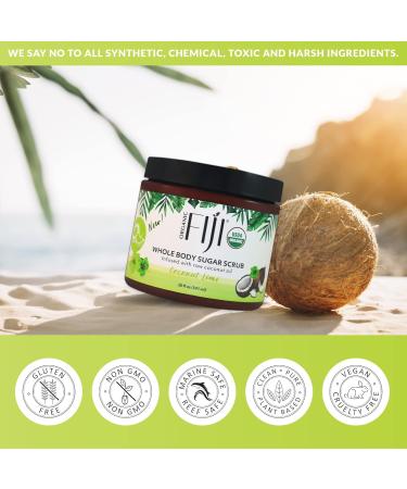 Organic Fiji Whole Body Scrub - Infused with Coconut Oil Exfoliating Sugar Scrub for Smooth and Soft Skin Exfoliates & Restores Skin's Natural Biosphere Coconut Lime 20 oz - Buy Online on GoSupps.com