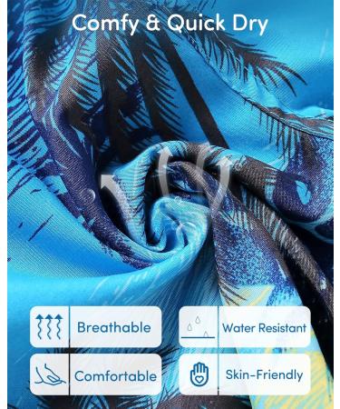 Domee Boys Swim Shorts - Quick-Drying Swimming Trunks with Mesh Lining & Adjustable Drawstring (152-158) - Coconut Tree Design | International Shipping - Buy Online on GoSupps.com