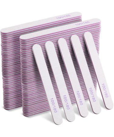 150 Pieces 100/180 Grit Nail Files Double Sided Emery Board Washable Emery Boards Reusable Nail Buffers Manicure Tools for Natural Nails Acrylic Nails Home and Salon Use
