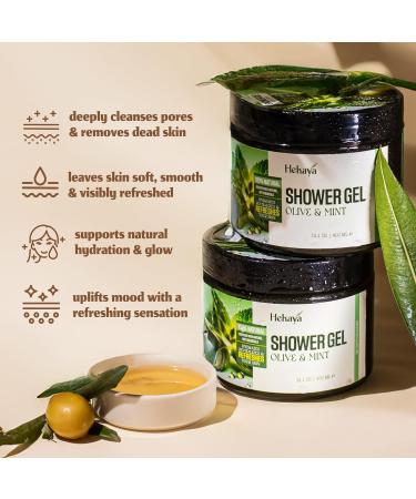 Hekaya Olive Oil & Mint Body Scrub 14 oz | Deep Exfoliating & Hydrating Scrub for Dry Skin | Refreshing Mint Aroma | Natural Body Exfoliator for Women & Men - Buy Online on GoSupps.com