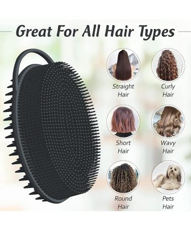 Avilana Exfoliating Silicone Body Scrubber & Scalp Massager - 2 in 1 Bath Brush, Easy to Clean, Hygienic & Long Lasting - Black - Buy Online on GoSupps.com