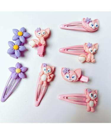 VTELI 8 Pcs kawaii hair clips featuring cute cartoon fox designs  cute hair clips  animal hair clips  suitable for women and girls  and available in pink. These clips make meaningful birthday gifts