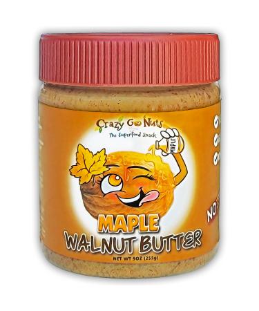 Crazy Go Nuts Walnut Butter - Maple, 9 oz (1-Pack) - Healthy Snacks, Keto, Vegan, Low Carb, Gluten Free, Superfood - Natural, Non-GMO, ALA, Omega 3 Fatty Acids, Good Fats and Antioxidants 9 Ounce (Pack of 1)
