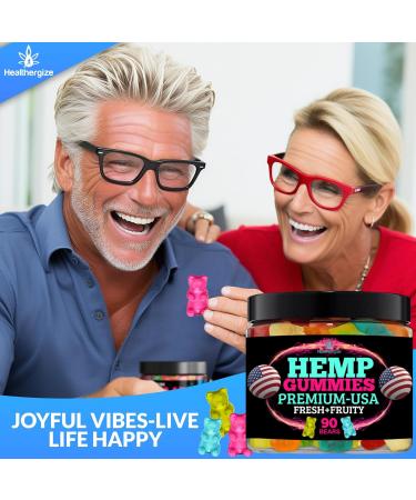 Hemp Gummies for Relaxation and Rest-Natural Hemp Oil Gummies, Fresh Fruity Flavors Tasty Relief-Made in USA-High Potency Gummy Edibles-Extra Strength 90 Bears - Buy Online on GoSupps.com