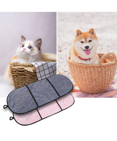 Nicoone super absorbent dog towel ultra absorbent pet bath towel super absorbent fast drying pet dry towel with bag for cats dogs (pink + gray)
