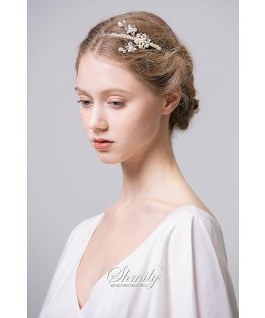 Shmily Handmade Wedding Pearl Rhinestone Tiara Headband - Silver Bridal Hair Accessory DH2007 - Buy Online on GoSupps.com