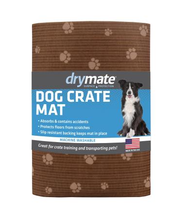Drymate Dog Crate Mat Liner, Absorbs Urine, Waterproof, Non-Slip, Washable Puppy Pee Pad for Kennel Training - Use Under Pet Cage to Protect Floors, Thin Cut to Fit Design (USA Made) 27" x 42" Brown