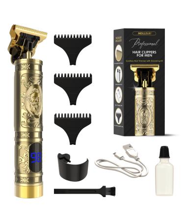Professional Hair Trimmers, Hair Clippers T Liner t outliner Trimmer for Men t9 Vintage line up Detailer Electric Cordless Barber Trimmer 0mm Bald Head Beard Trimmer edgers Clippers (Gold)