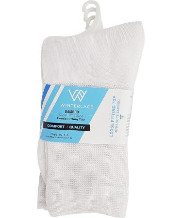 Bamboo Diabetic Socks 6 Pairs - Soft & Loose Fitting Unisex Bulk Pack - Large White - Buy Online on GoSupps.com