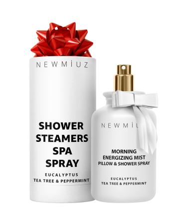 Energizing Shower & Pillow Spray Peppermint Eucalyptus Tea Tree Essential Oils Natural Fast Acting Aromatherapy Mist for Relaxation Calming Stress Clear Sinus Cooling Relief Luxury Self Care Gift