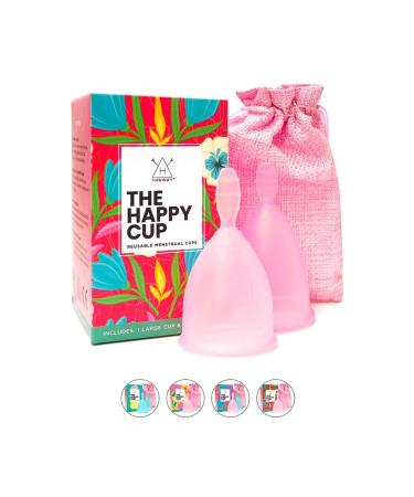 Hawwwy Premium Soft Menstrual Cup- 2 Packs - Most Comfortable Soft Reusable 12 Hours Endurance & Eco -Friendly - Active Cups Smooth Grip - Tampon & Pad Alternative - Small & Large (Pink)