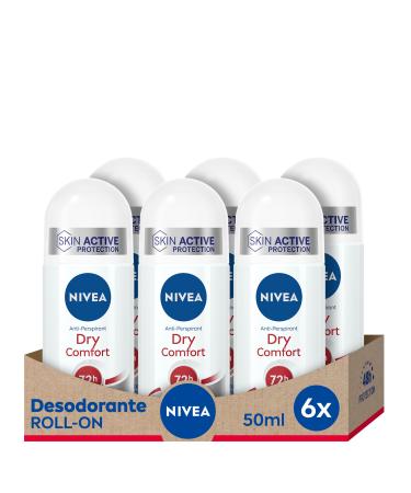 NIVEA Dry Comfort - Lot de 6 d odorants bille anti-transpirants - 50 ml - Protection 72h - Pour femme Roll On - 6 x 50 ml